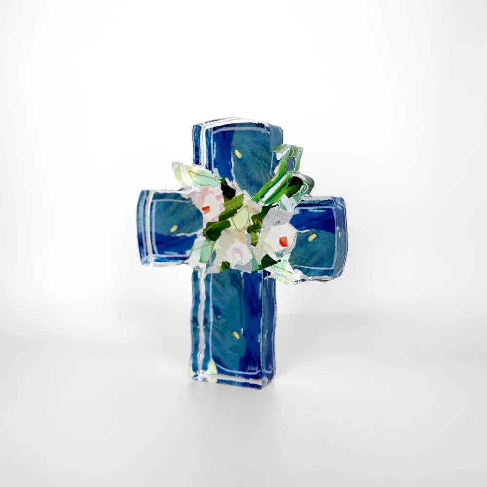 Blue Confetti Acrylic Cross