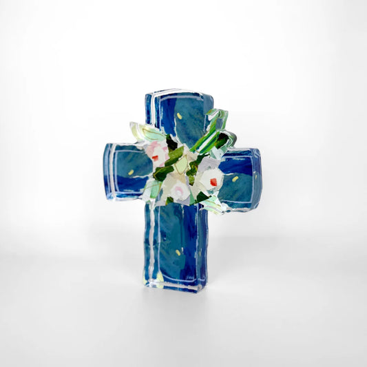 Blue Confetti Acrylic Cross