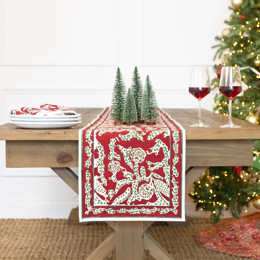 Climbing Dahlia Cranberry Table Runner
