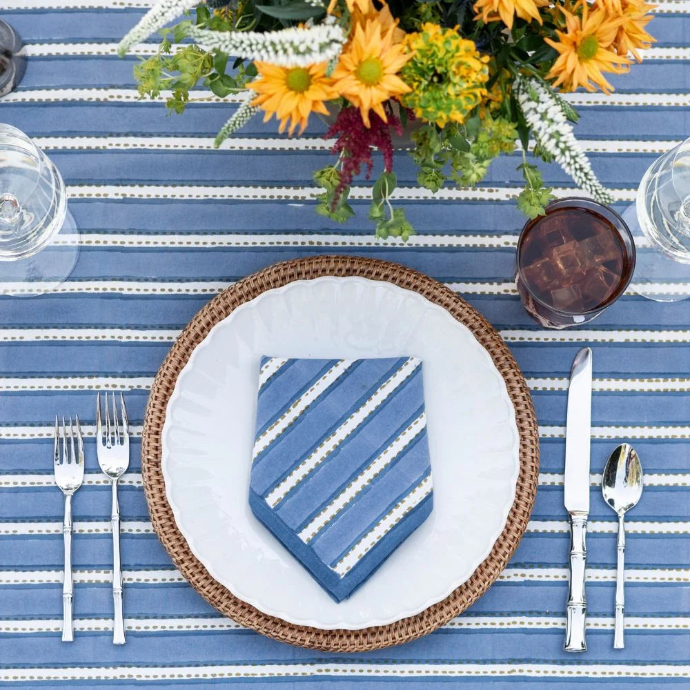 Dotted Stripe Blue Napkin