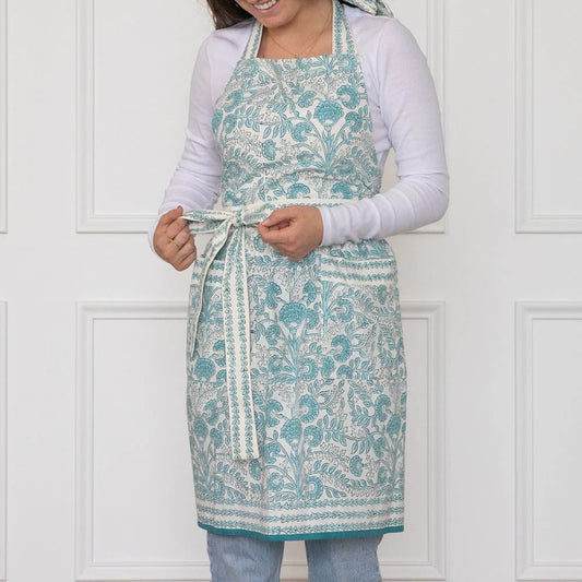 Floral Trellis Aqua Apron