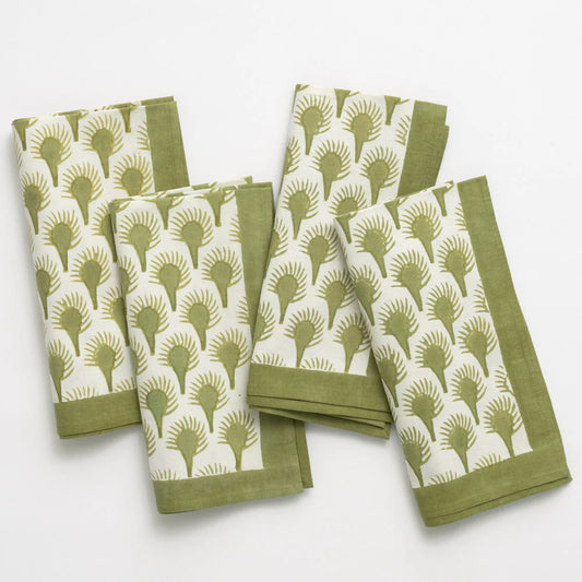 Geo Feather Moss Napkin | Set of 4