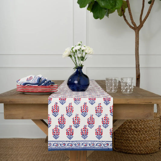 Sagar Red & Blue Table Runner