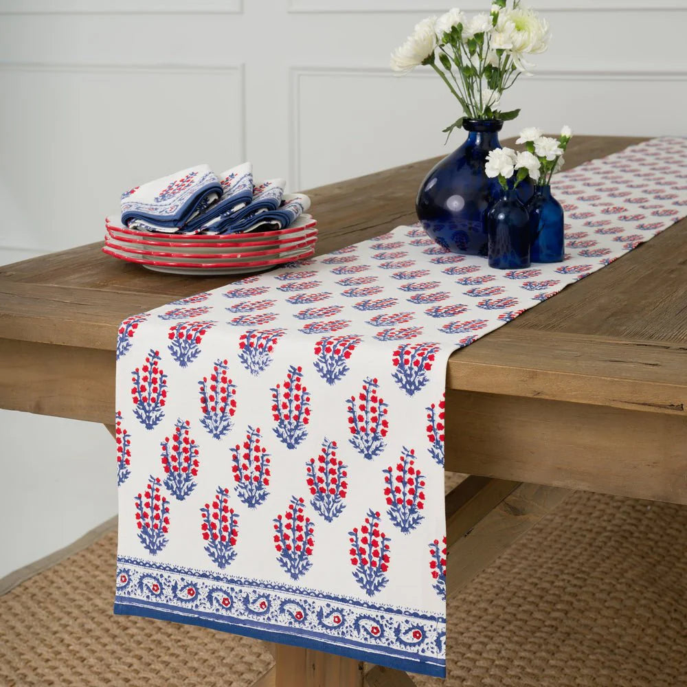 Sagar Red & Blue Table Runner