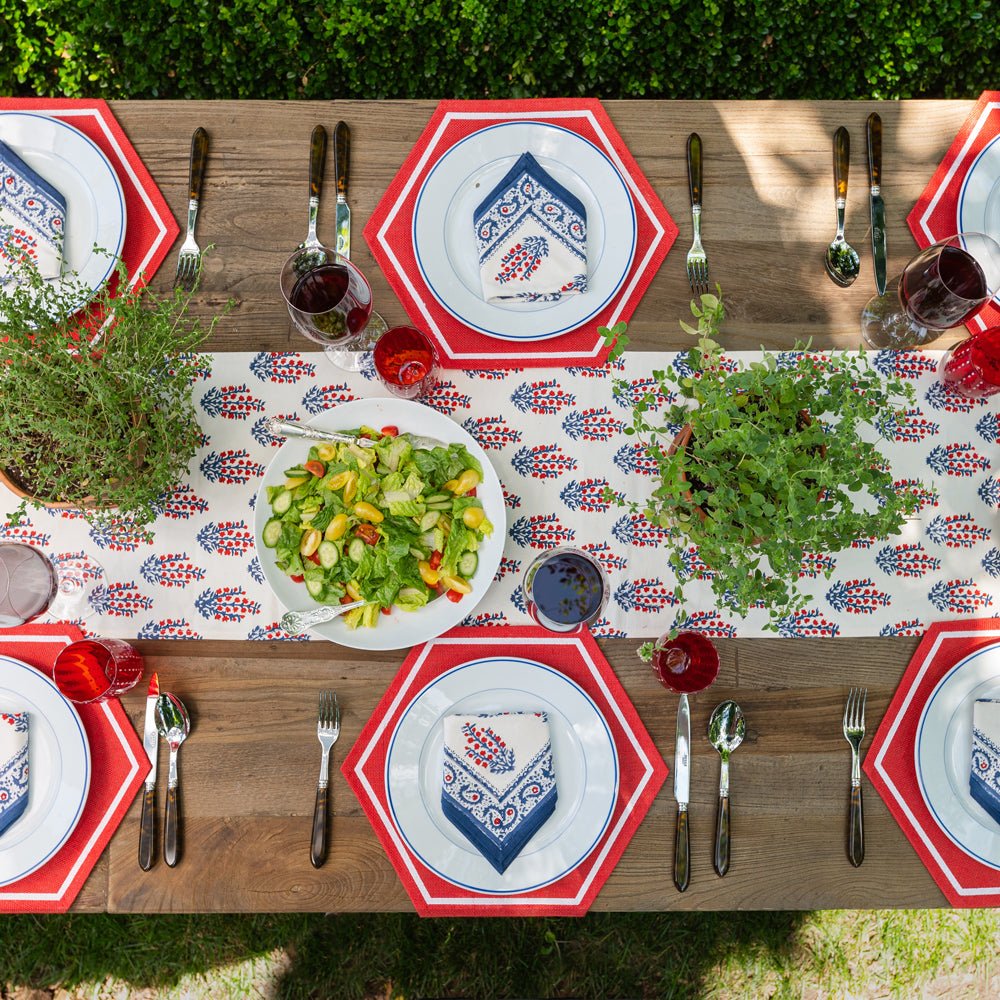Sagar Red & Blue Table Runner