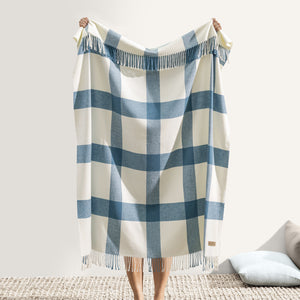 Wellington Plaid Throw - Lake Blue