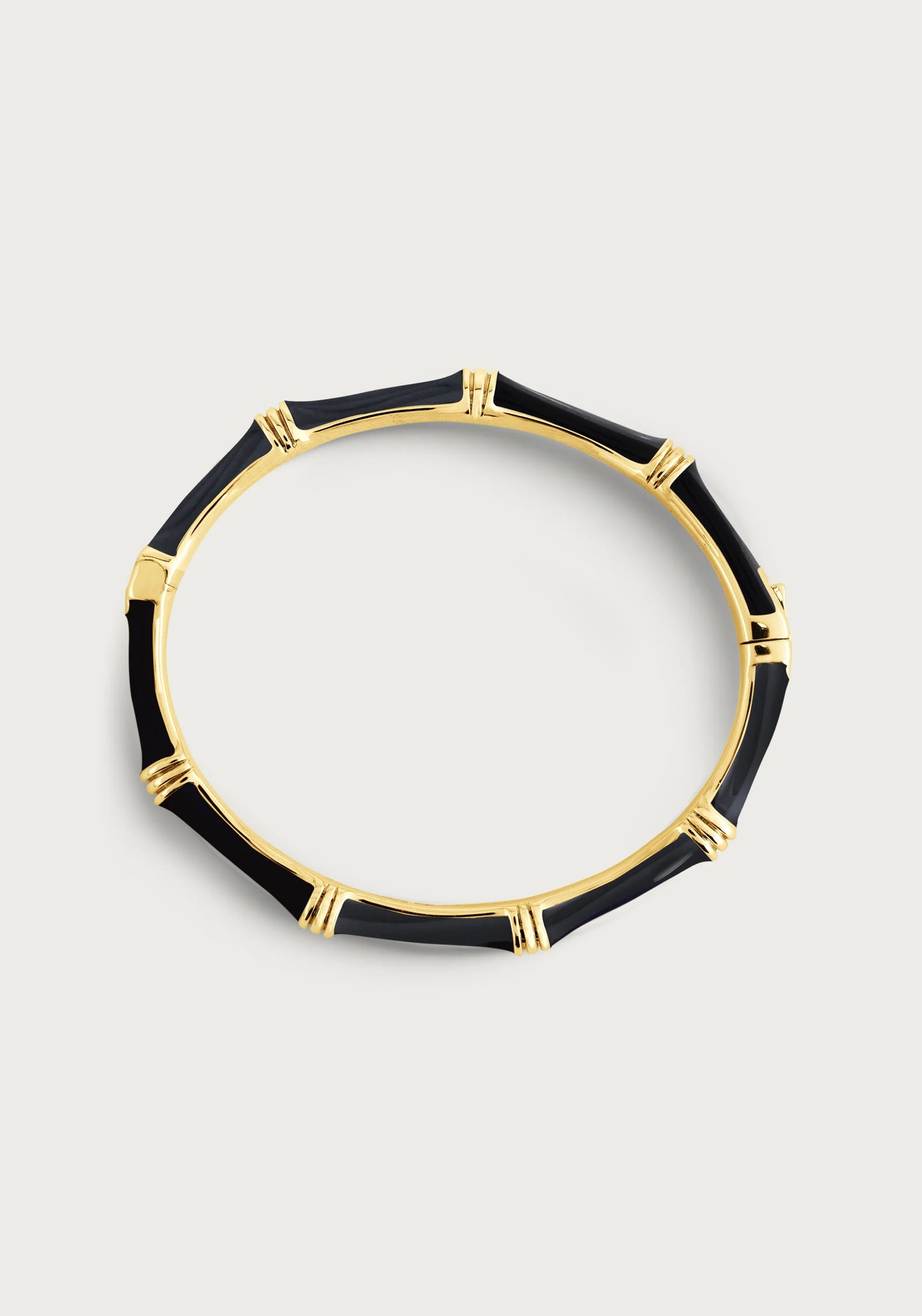 Bamboo Enameled Hinged Bangle - Black