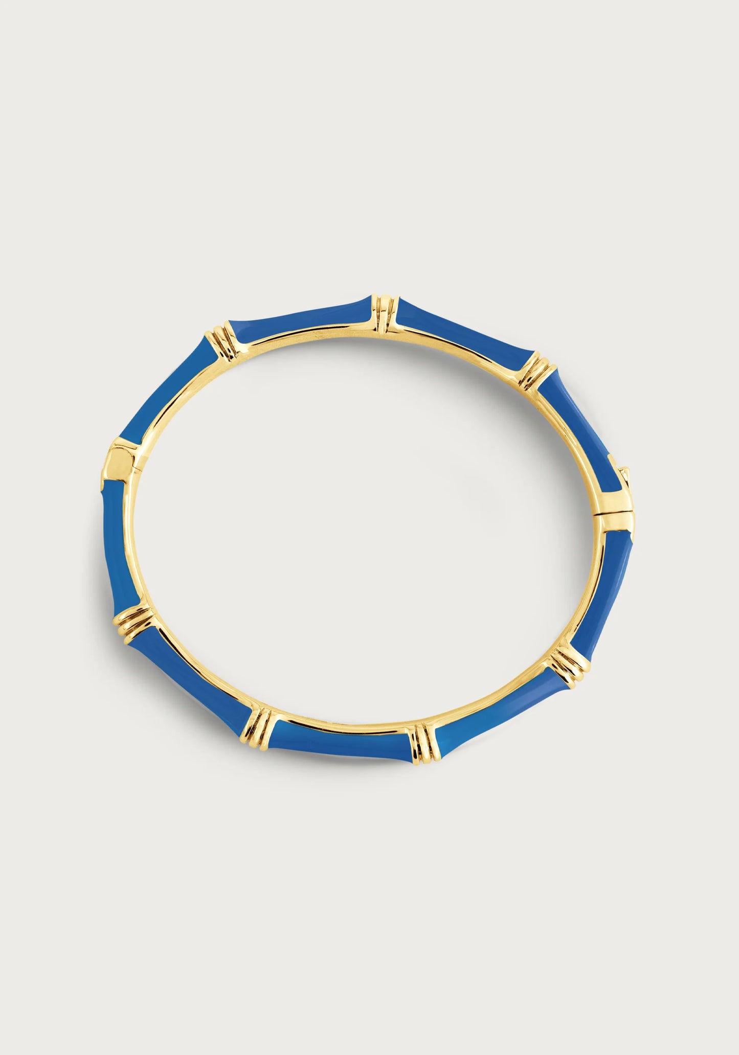 Bamboo Enameled Hinged Bangle - Mediterranean Blue