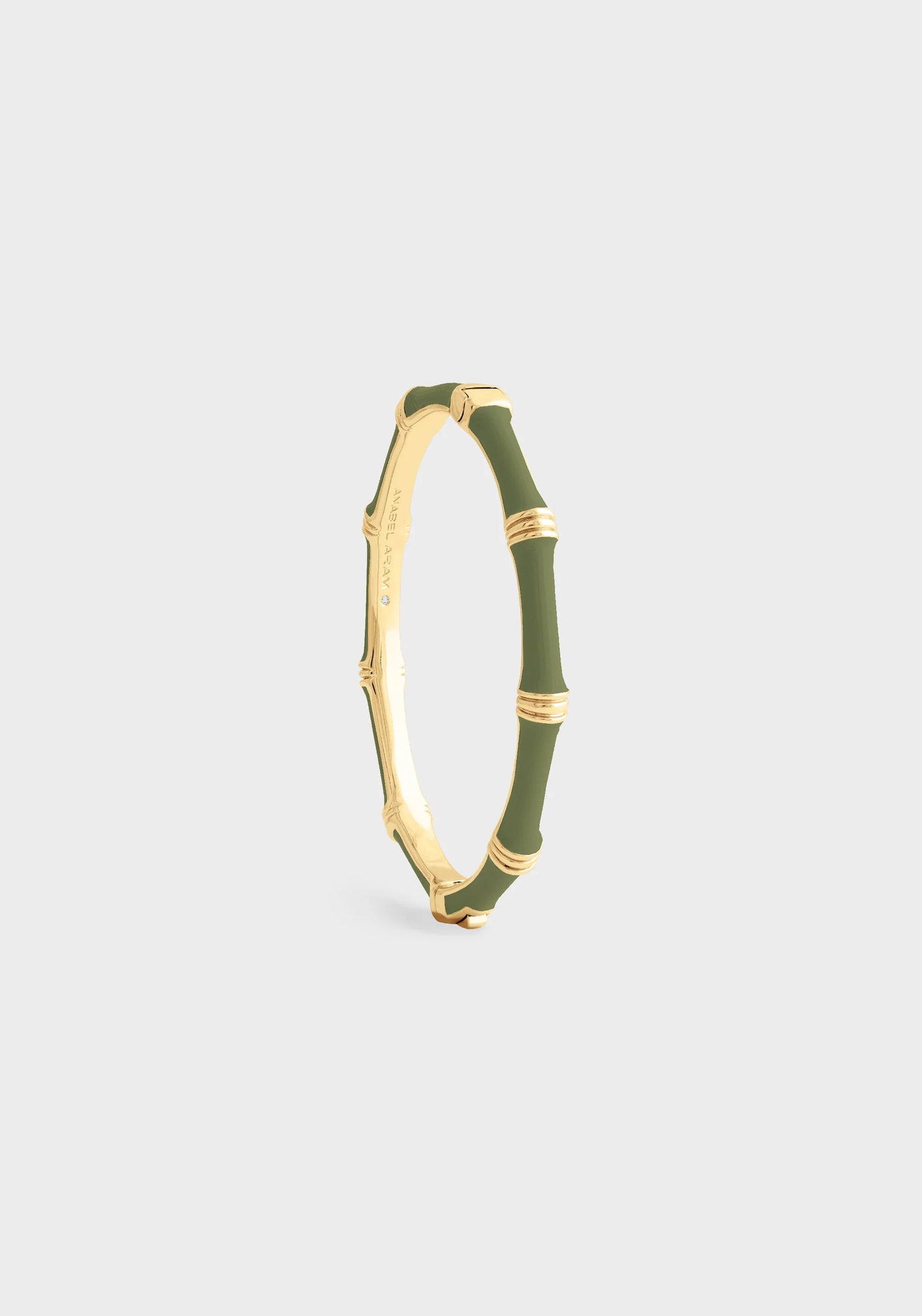 Bamboo Enameled Hinged Bangle - Olive Green