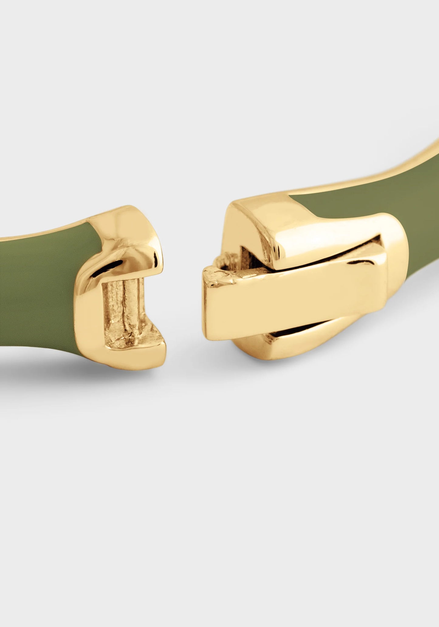 Bamboo Enameled Hinged Bangle - Olive Green