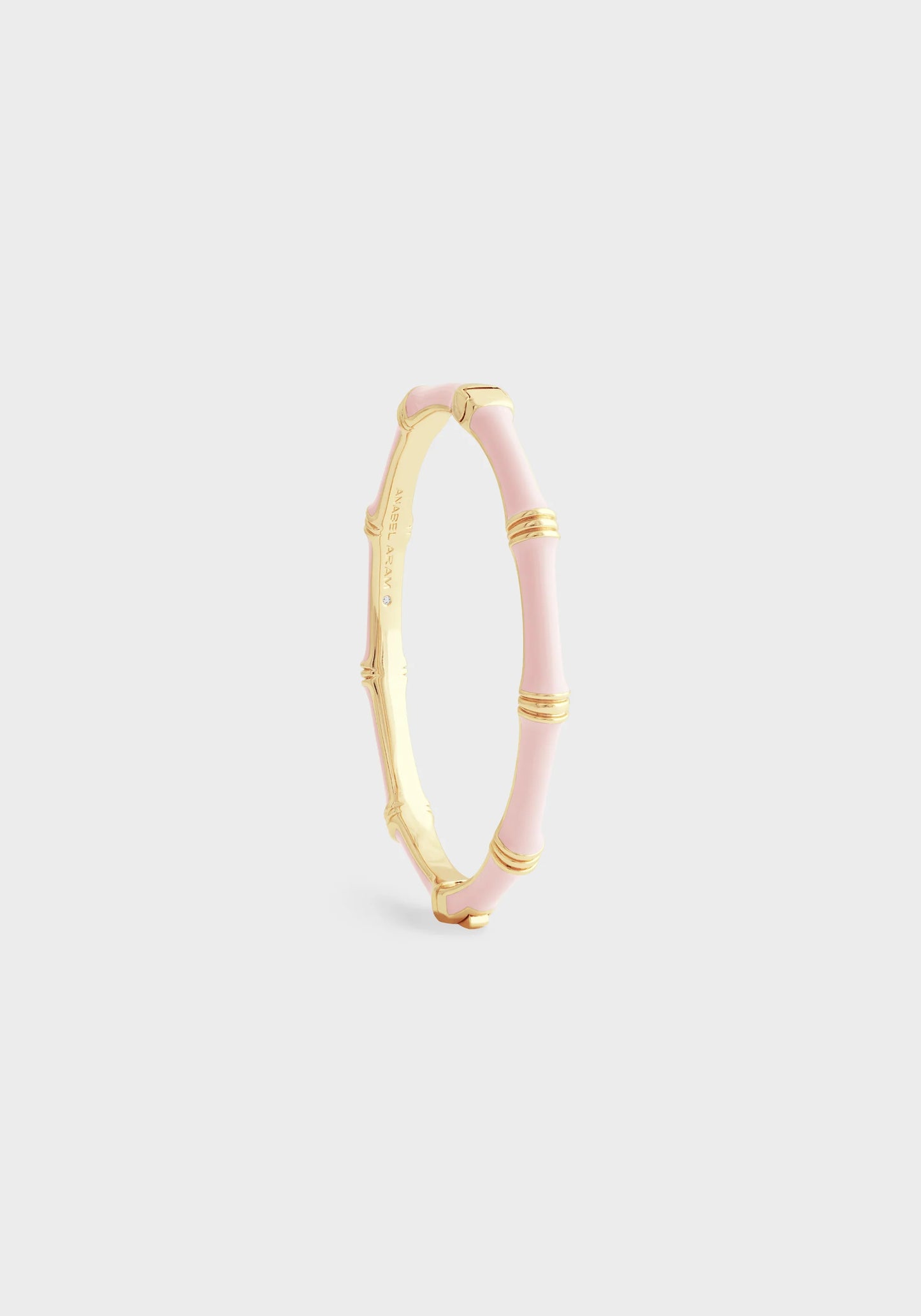 Bamboo Enameled Hinged Bangle - Pale Pink