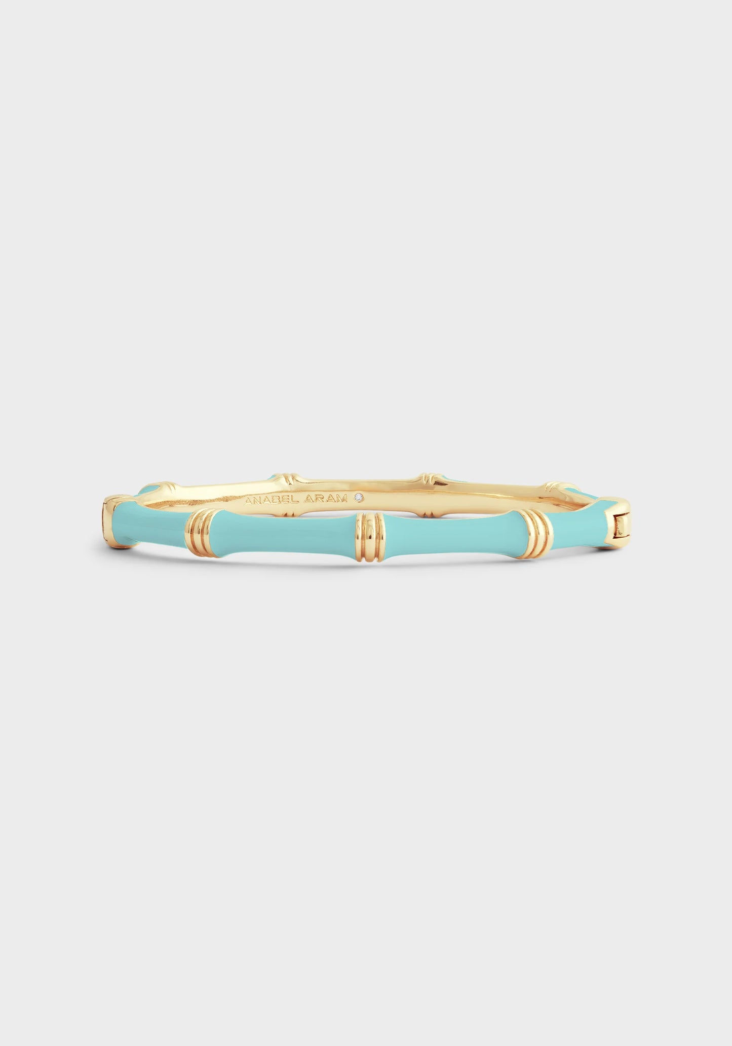 Bamboo Enameled Hinged Bangle - Turquoise