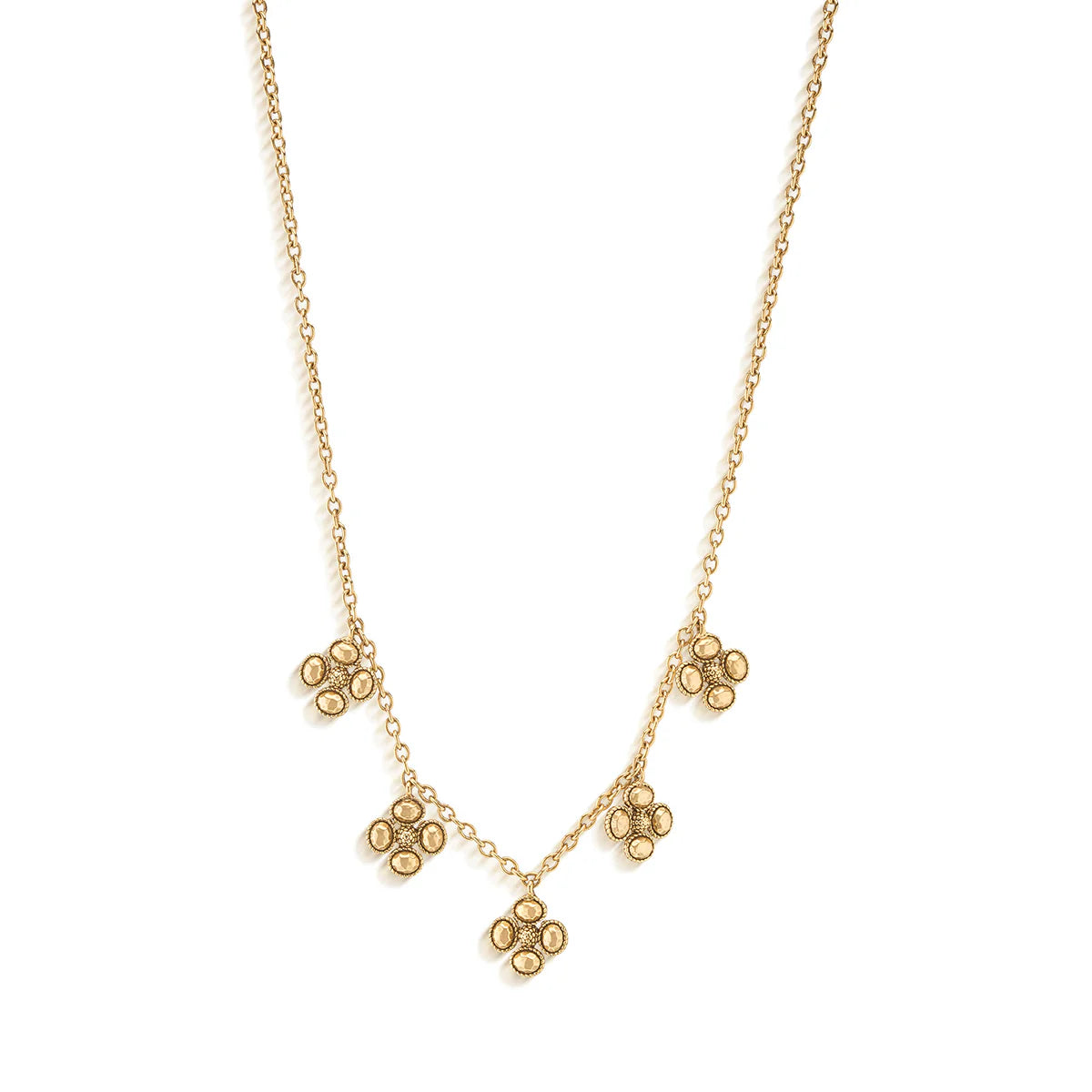 Berry Clover Multi Station Necklace, 16" + 2" | Gold