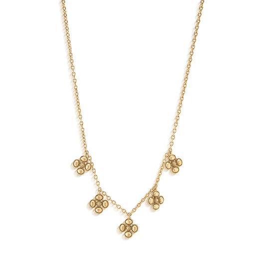 Berry Clover Multi Station Necklace, 16" + 2" | Gold