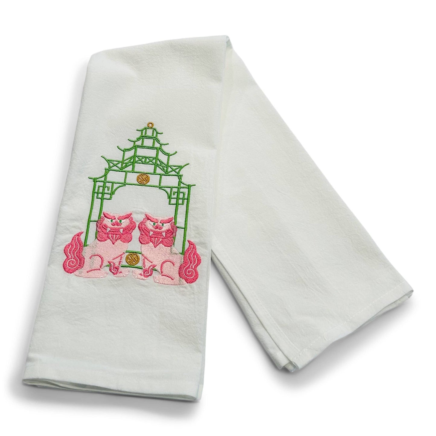 Lions and Pagoda Cotton Towel