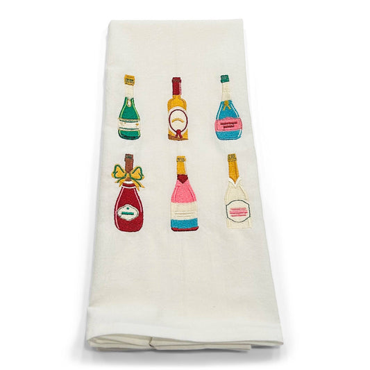 Six Champagne Bottles Cotton Towel