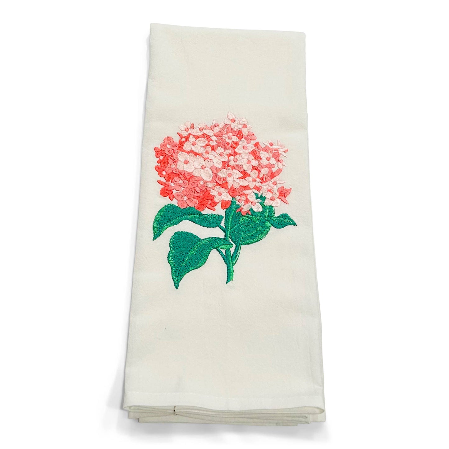 Cut Pink Hydrangea Blossom Cotton Towel