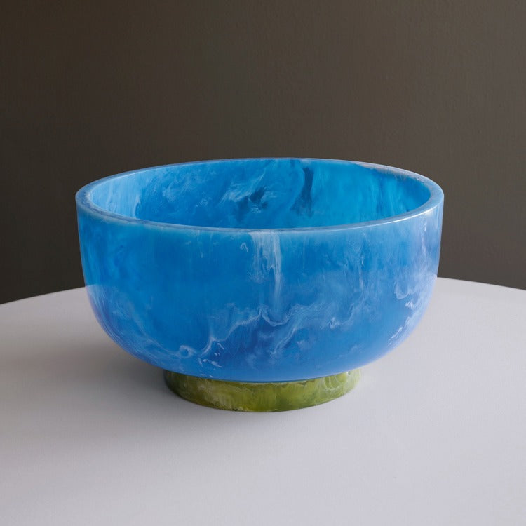 Resin Rio Large Bowl with Base | Blue & Green