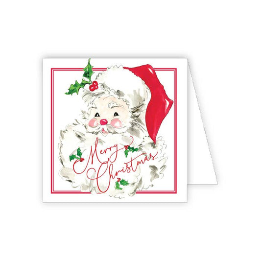 Merry Christmas Handpainted Red Santa Enclosure Card