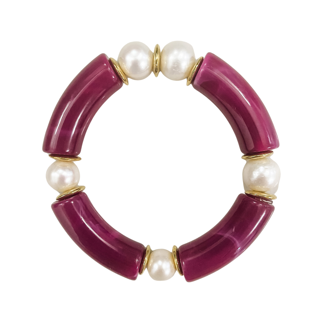 Pearl Cabana Bracelet, Plum Marble