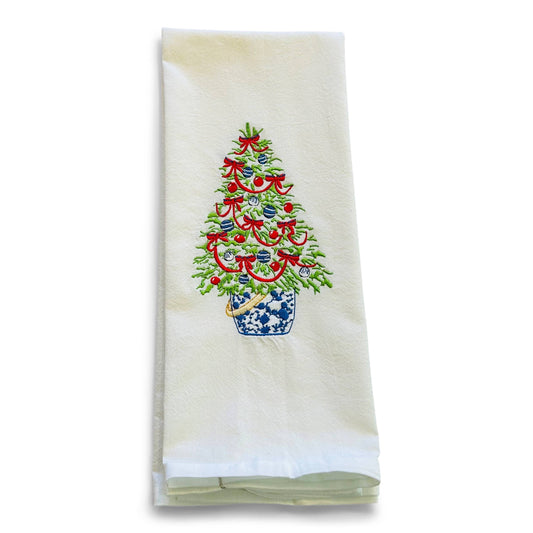 Tree with Red Ribbon Cotton Towel