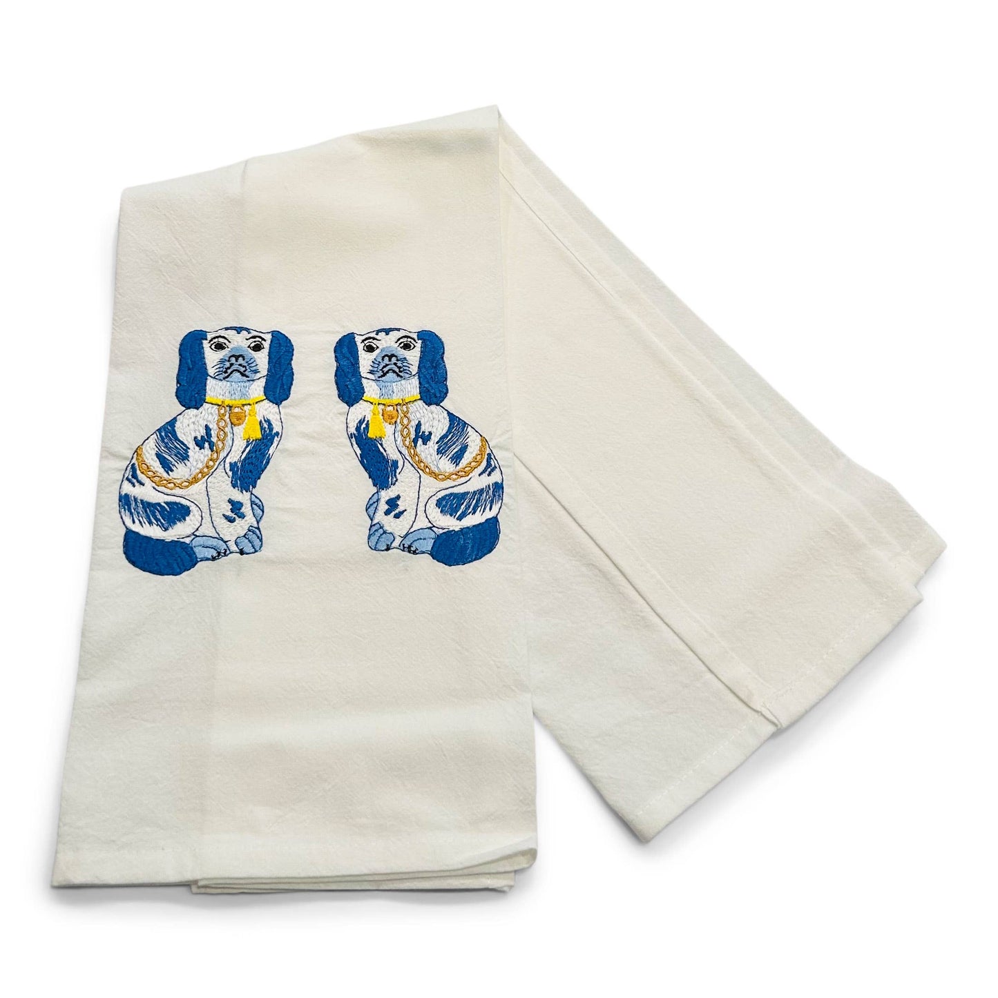 Blue Staffordshire Dogs Pair Cotton Towel