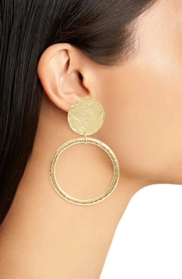 Gold Circle Clip Earrings