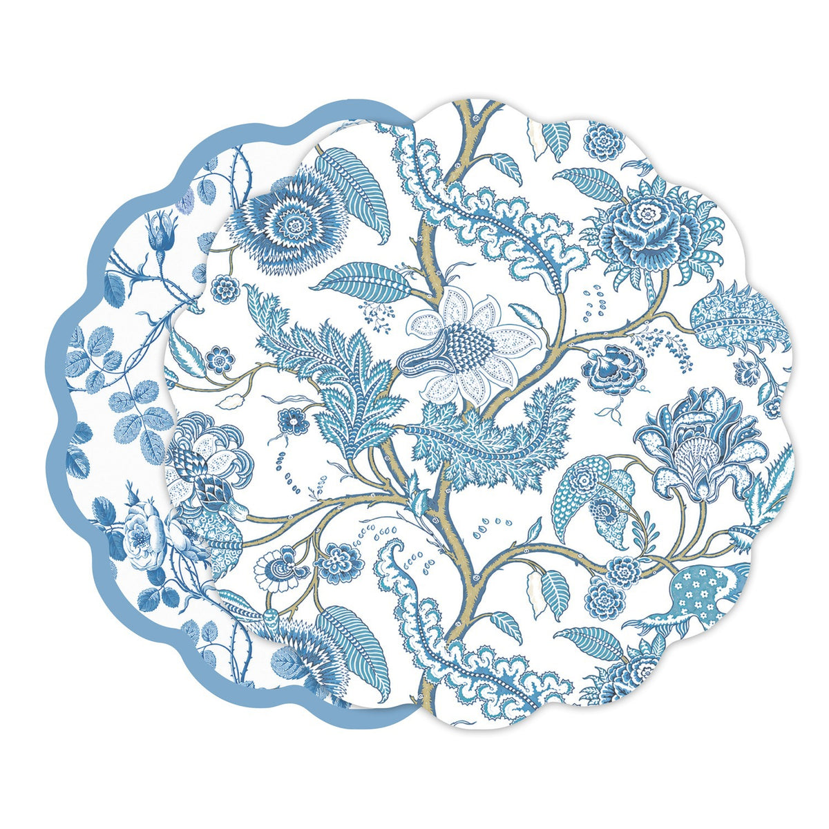 VIDA Blooms and Branches Reversible Placemats Set of 4 (Blue & White)