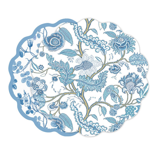 VIDA Blooms and Branches Reversible Placemats Set of 4 (Blue & White)