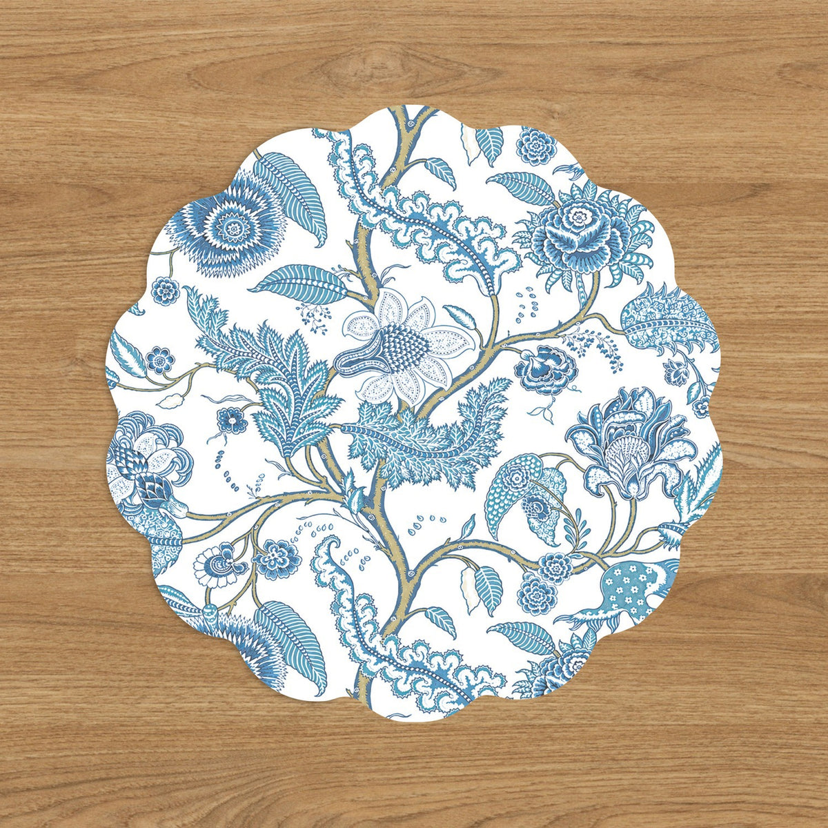 VIDA Blooms and Branches Reversible Placemats Set of 4 (Blue & White)
