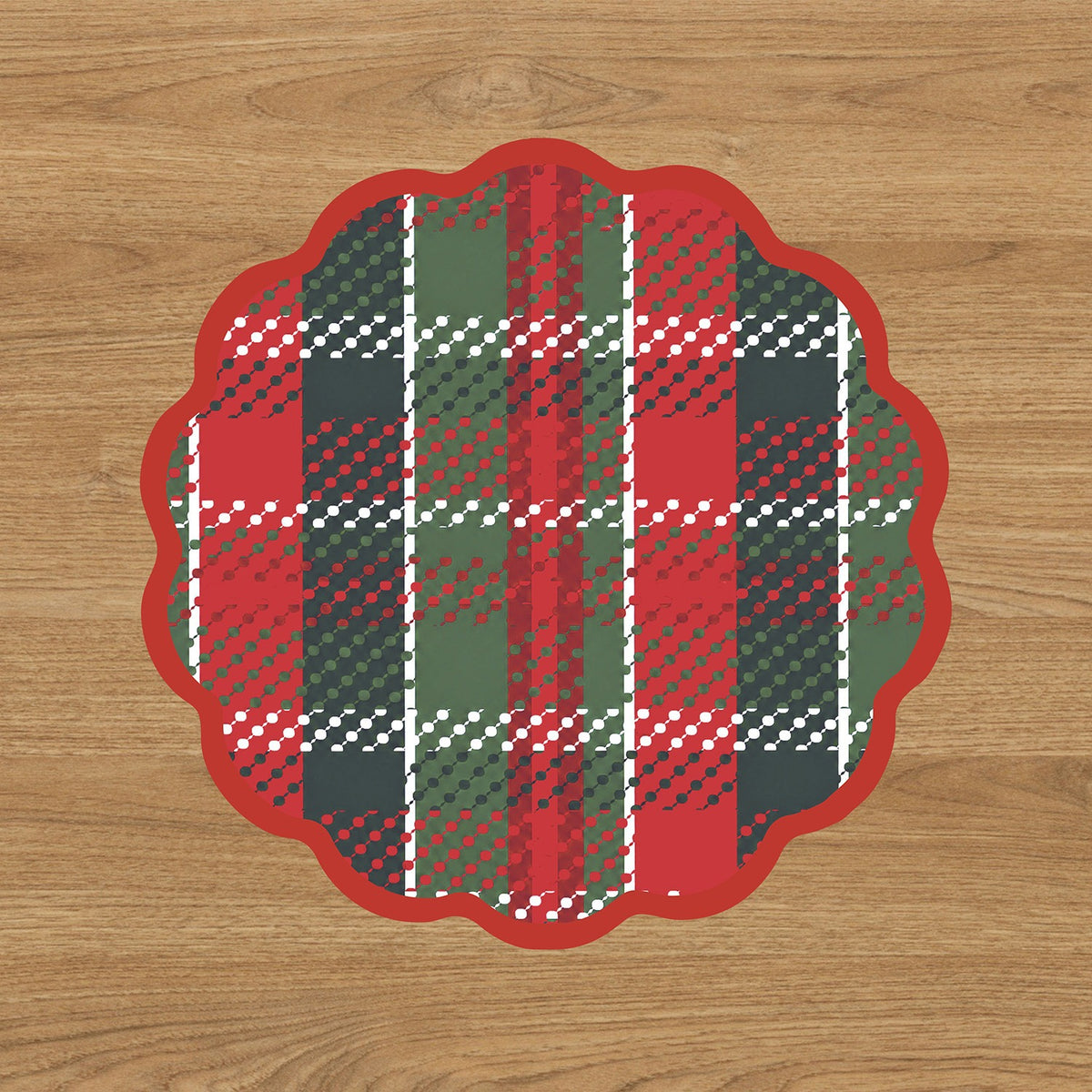 VIDA Nutcracker and Plaid Reversible Placemats Set of 4 (Red and Green)