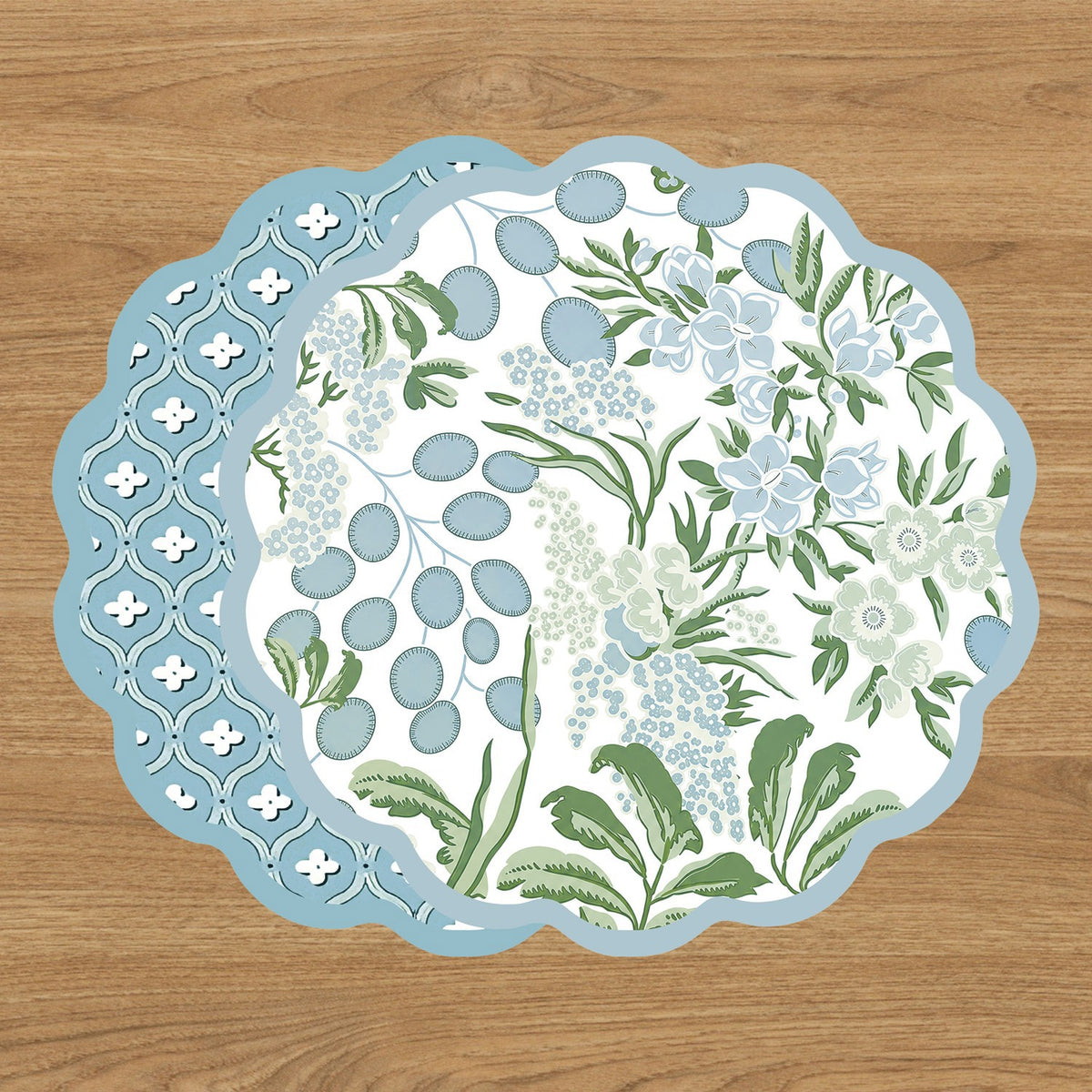 VIDA Floral and Flowers Reversible Placemats Set of 4 ( Slate & Green)
