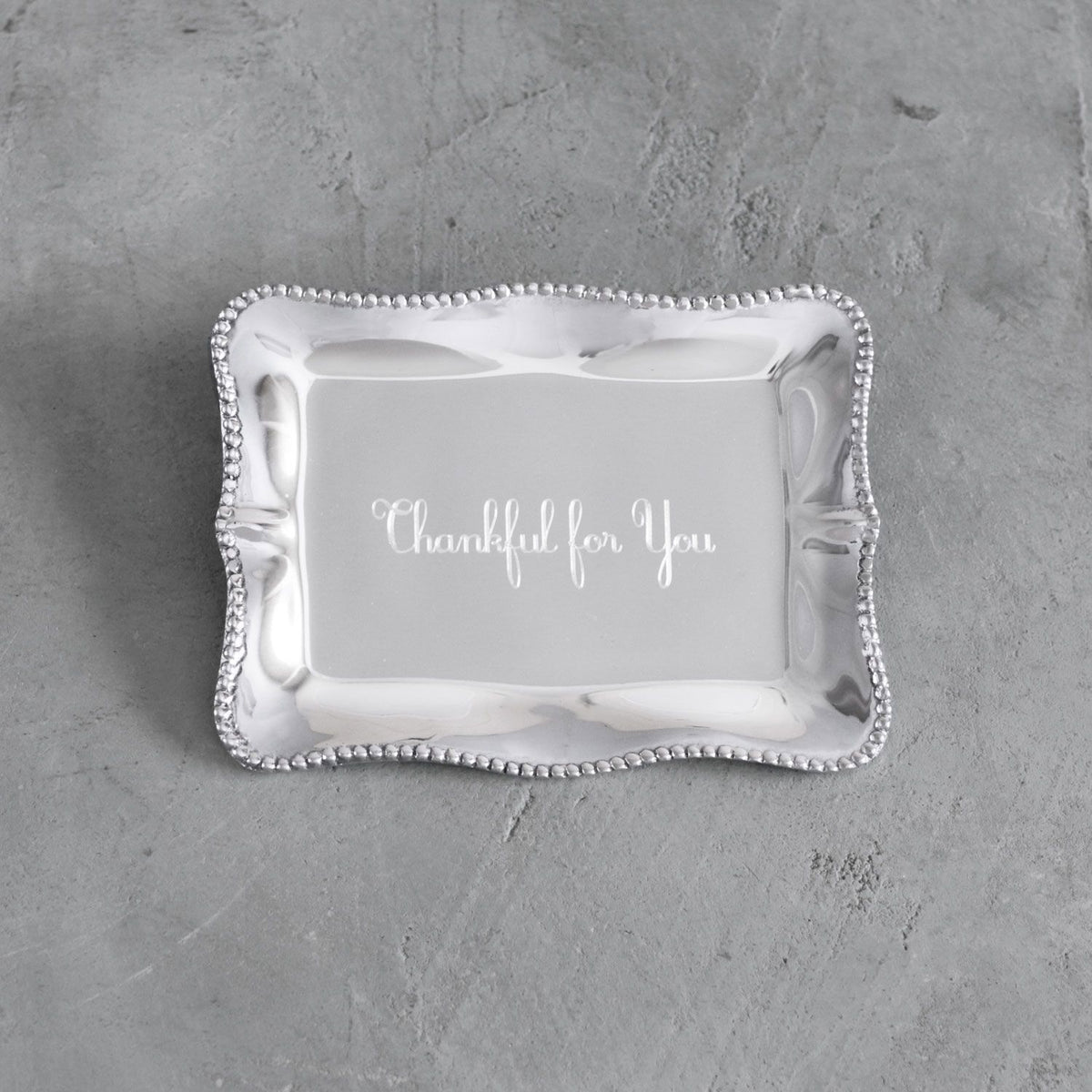 GIFTABLES Pearl Denisse Rect Engraved Tray "Thankf
