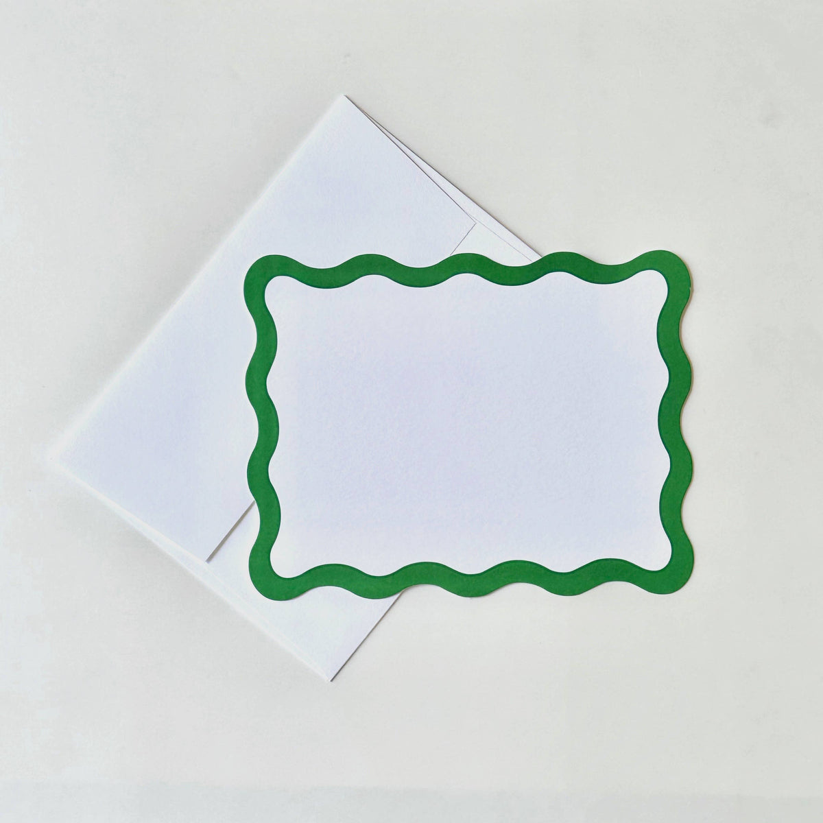 Scallop Edge, Holiday Green - Flat Note Cards