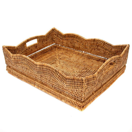 Rattan Scallop Shelf Basket 20x16x6