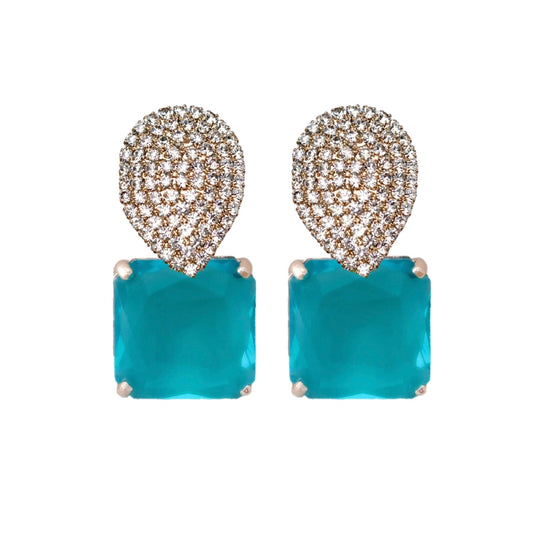 Turquoise Retro Pave Earrings