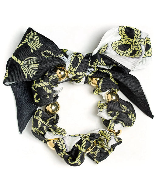 Cassie Scarf Bracelet & Scrunchie | Black Tassel