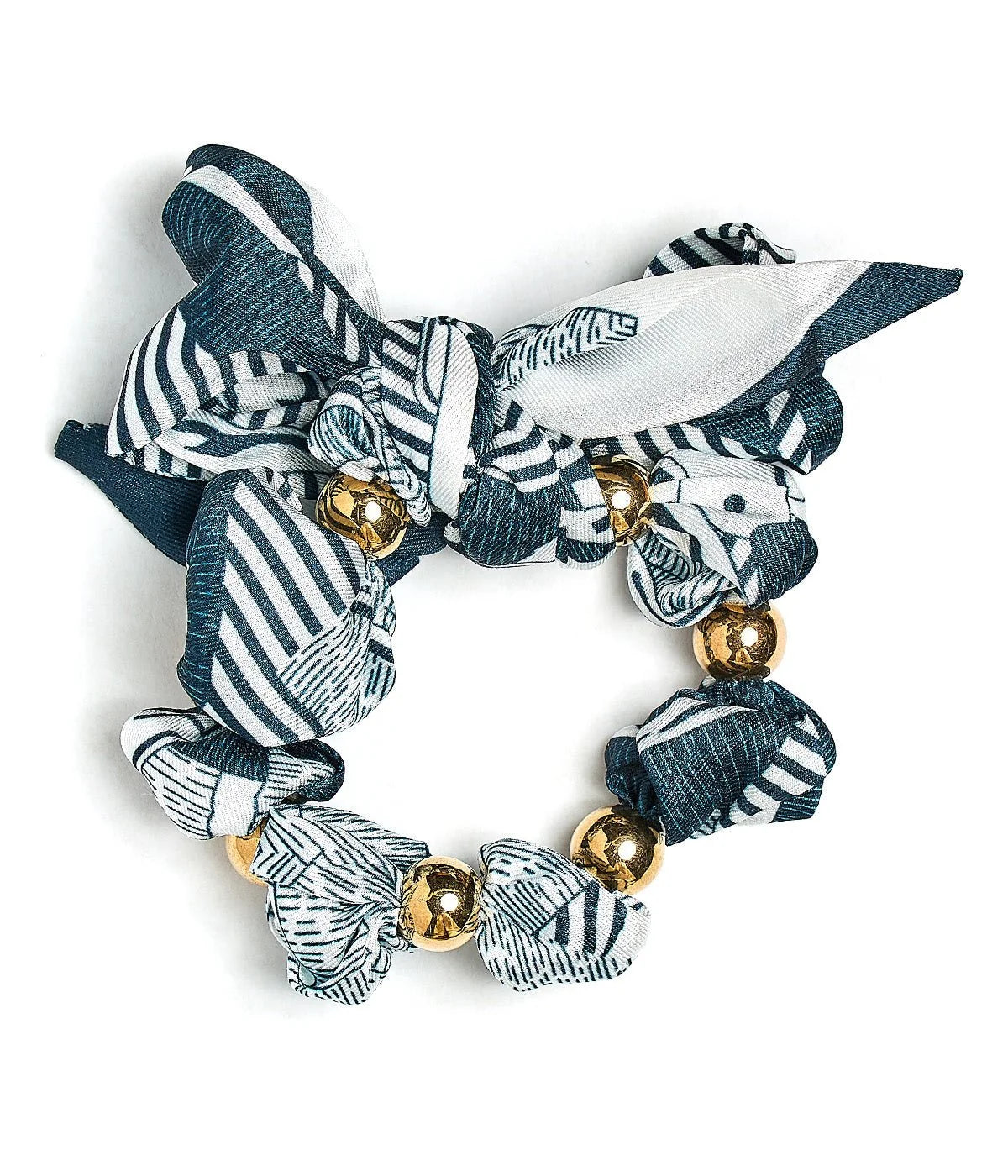 Cassie Scarf Bracelet & Scrunchie | Navy & White Stripe