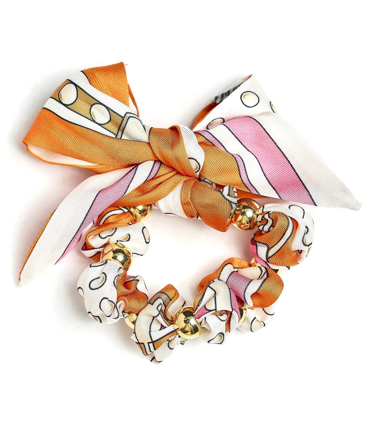 Cassie Scarf Bracelet & Scrunchie | Orange Pink Belt