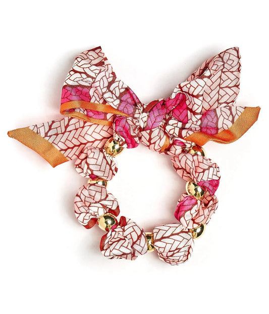 Cassie Scarf Bracelet & Scrunchie | Pink & Orange Braid
