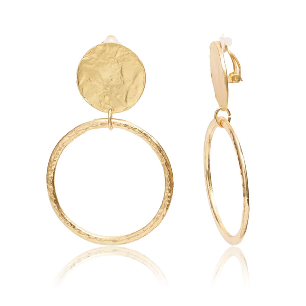 Gold Circle Clip Earrings