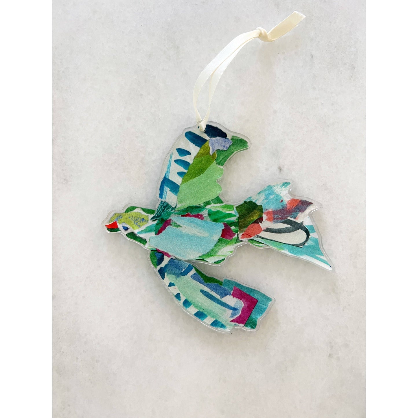 Green Bird In Flight Ornament