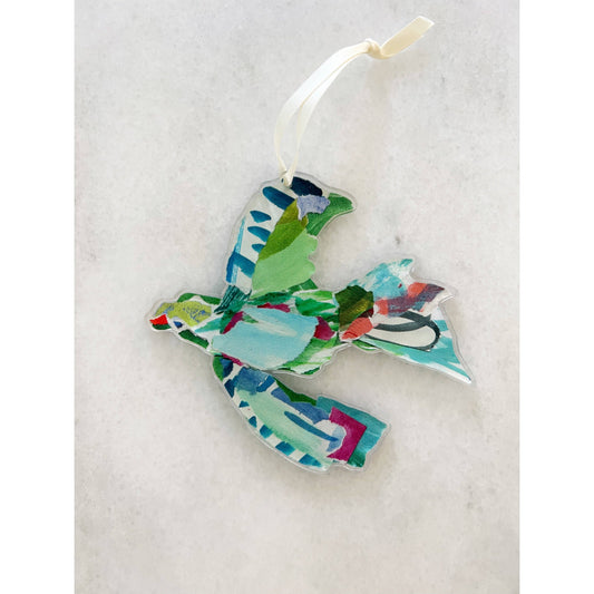 Green Bird In Flight Ornament