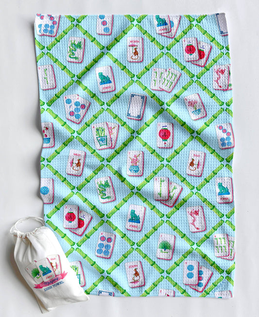 Mahjong Icons Artwork Waffle Towel