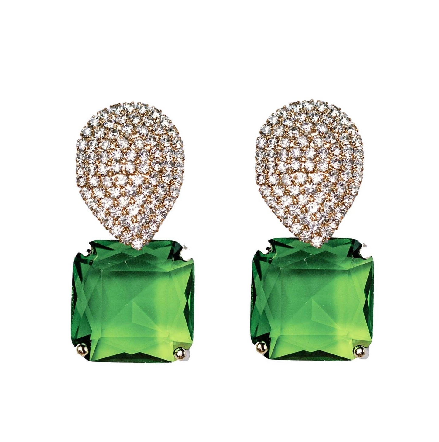 Retro Pave Crystal and Peridot Drop Earrings