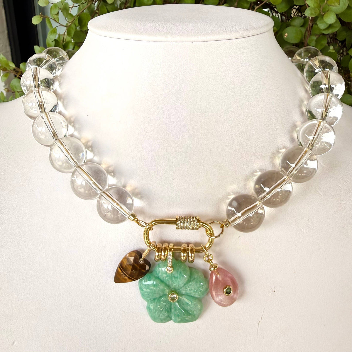 Multi Charm Necklace - Green Flower