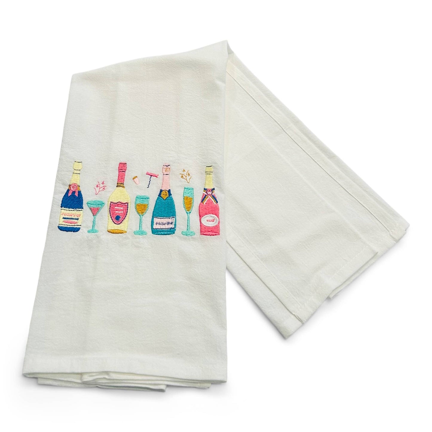 Champagne Bottles Cotton Towel