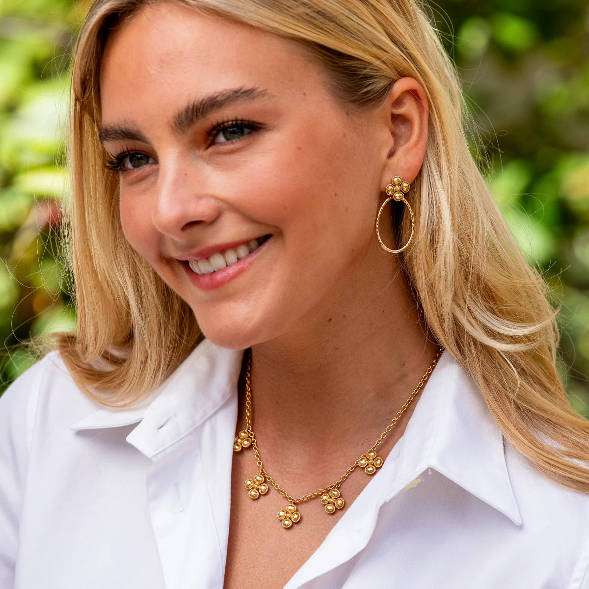 Berry Clover Multi Station Necklace, 16" + 2" | Gold