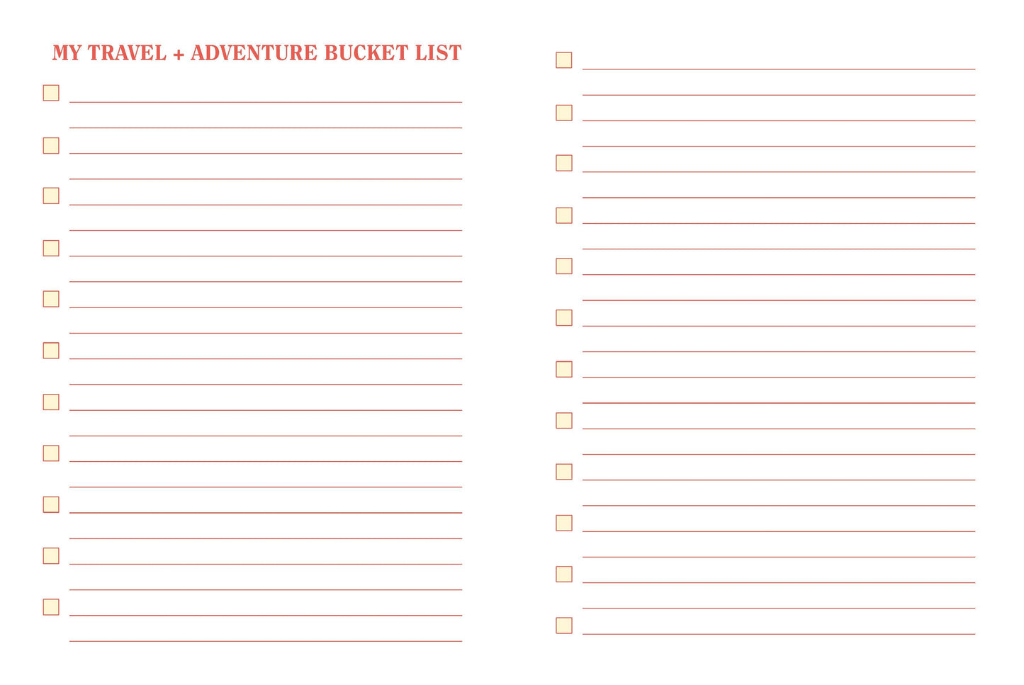 Bucket List Journal