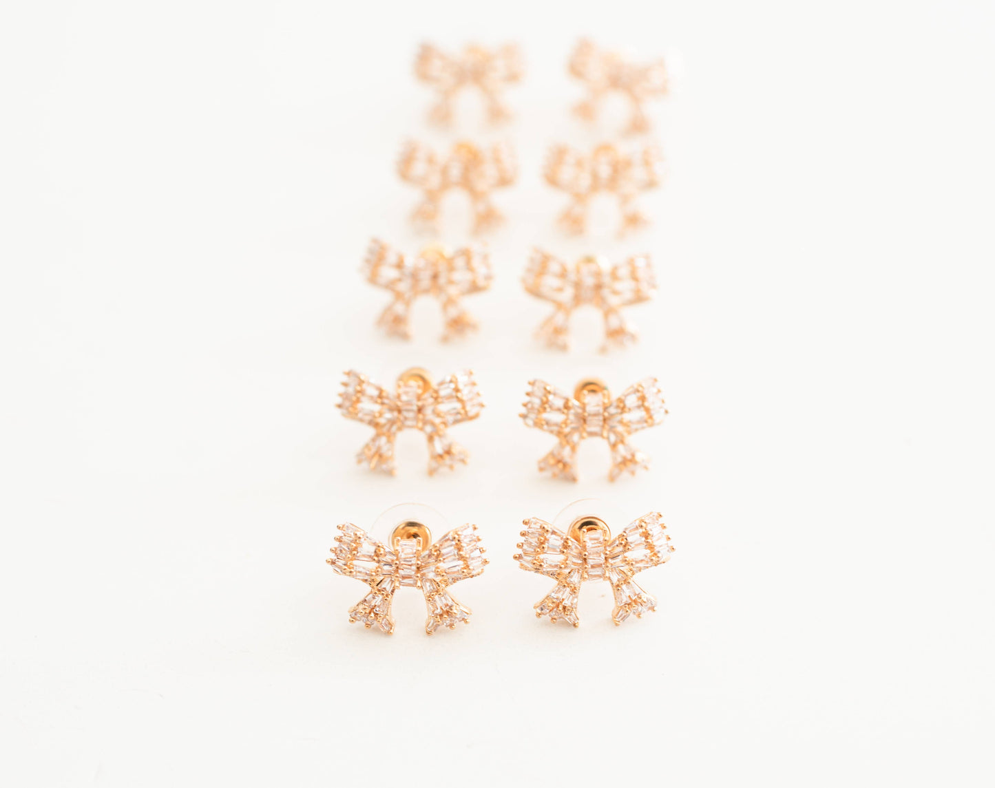 Gold Mini Sparkler Stud Bow Earrings